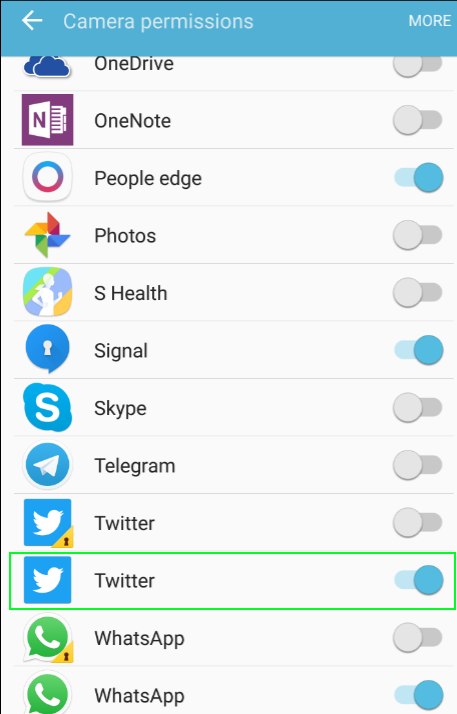Twitter camera permissies